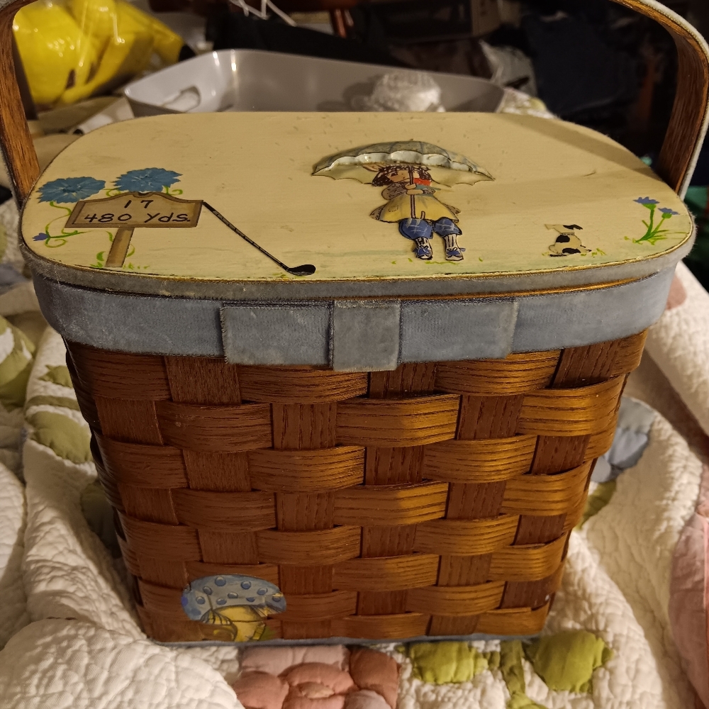 Purse wooden wucker basket weaved vintage